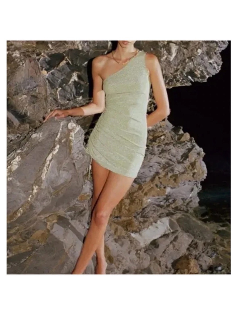 Reformation One-Shoulder Mint Green Mini Dress